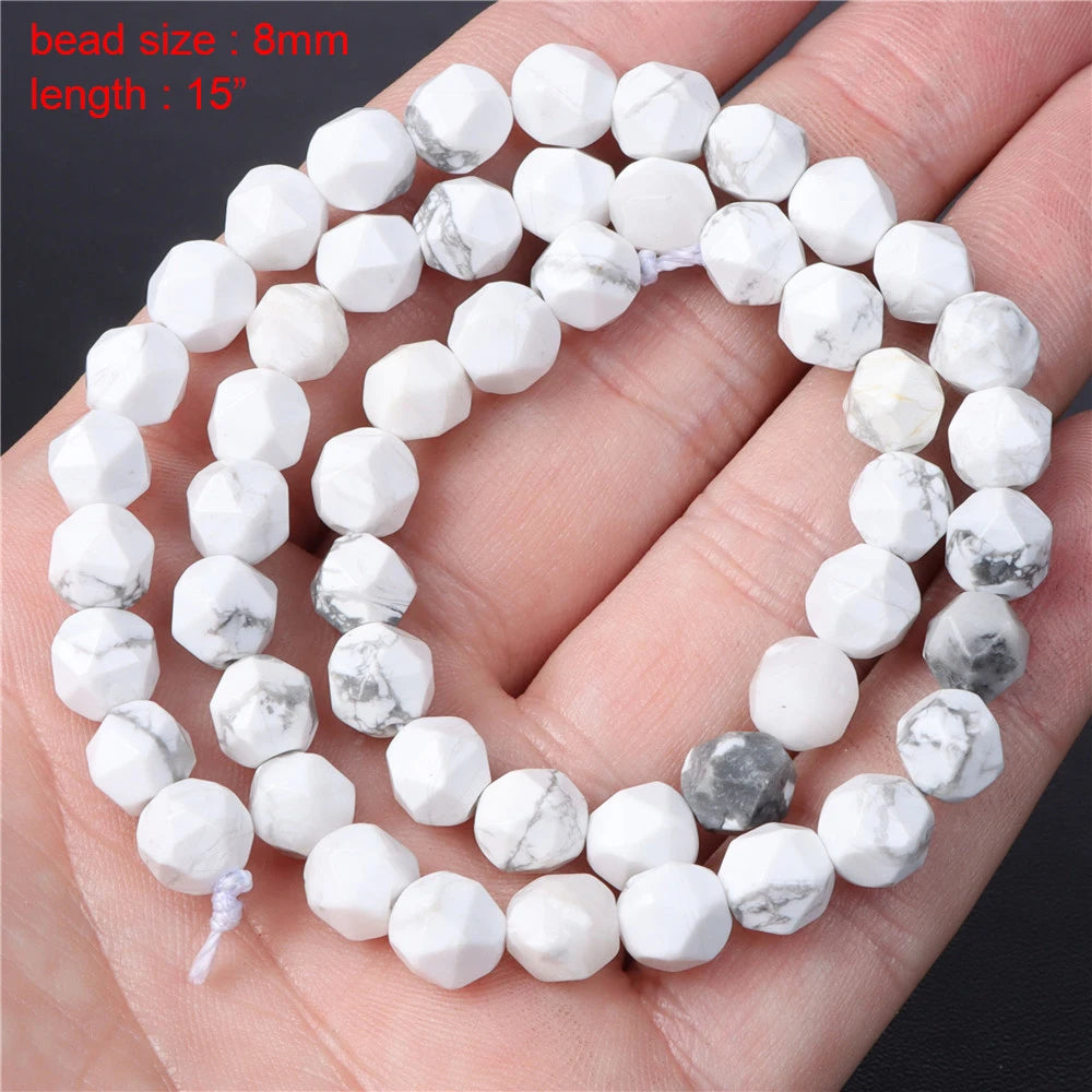 New Arrival Natural Howlite Stone Bead White Turquoises Loose Beads Jewelry Making Perles Gem Loose Beaded Diy Bracelet Necklace