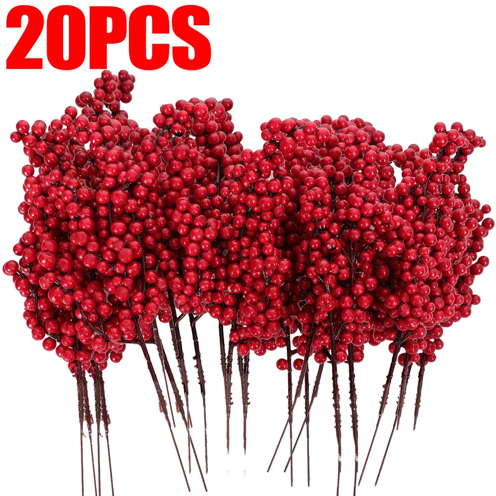 Berry Artificial Flower Fruit Red Berry Simulation Cherry Stamen Berries for Home Christmas Decoration DIY Gift Wreath Wholesale