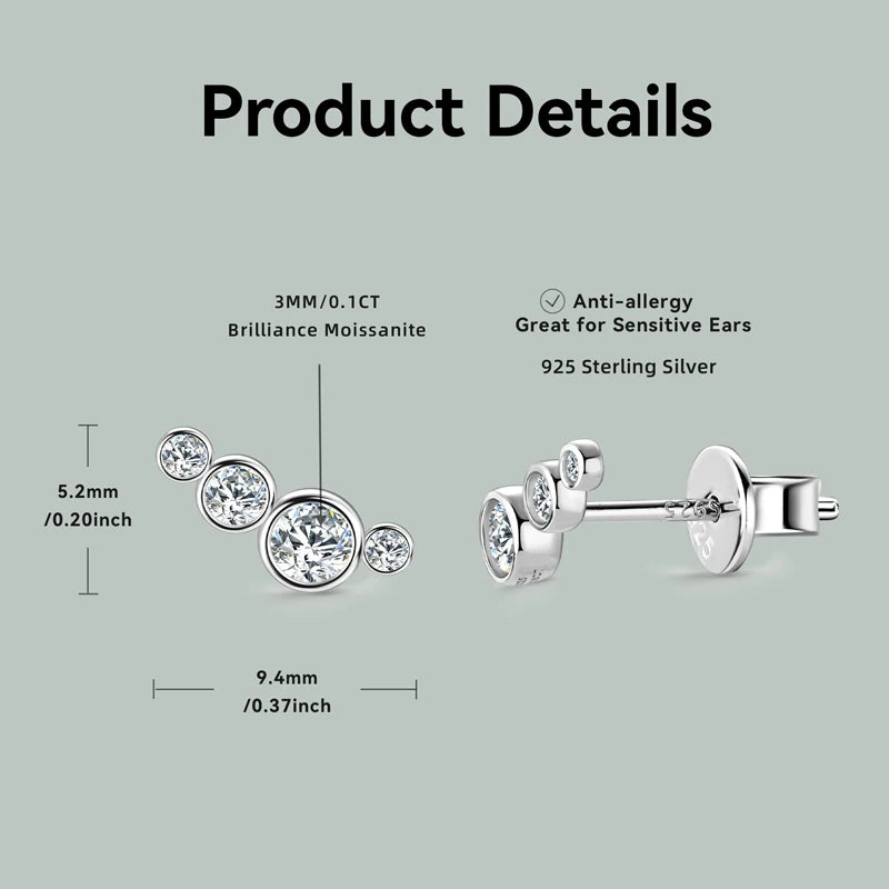 OXTAO 4-Stones Moissanite Stud Earrings S925 Silver Ear Studs D Color Diamond Valentine's Day Christmas Jewelry Gifts For Women