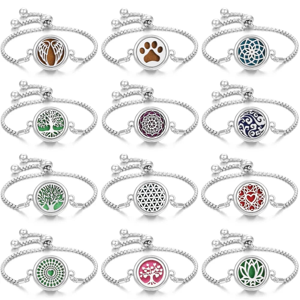 2024 New Kaleidoscope Aromatherapy Bracelet Perfume Essential Oil Diffuser Locket Bracelet Charms Women Aroma Diffuser Jewelry