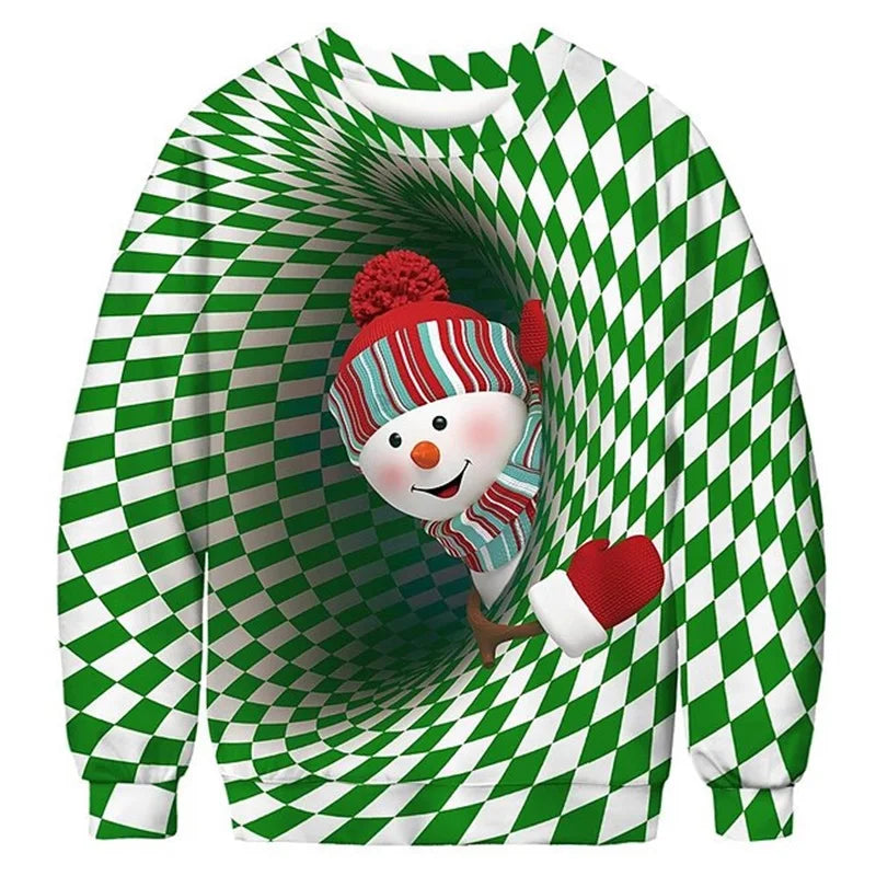 Unisex Ugly Christmas Sweatshirt For Men 3D Printed Funny Graphic Pullover Sweatshirts Hoodie For Party Mens Oversized Tracksuit