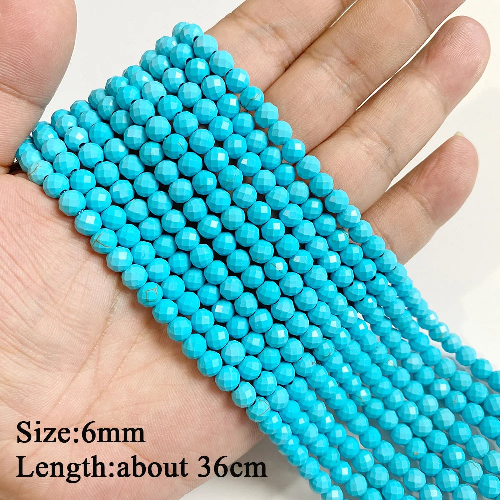 Wholesale Blue Turquoise Stone Beads Round Square Rondelle Irregular Loose Spacer Bead For Jewelry Making DIY Bracelet Necklace