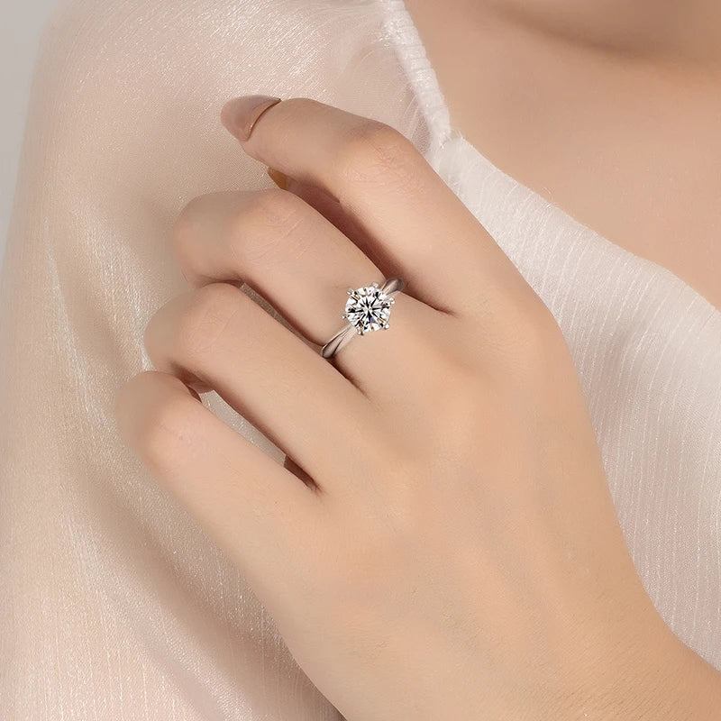 PERFANY 1-5CT Moissanite Ring for Women S925 Pure Silver Classic Six Claw Laboratory Diamond GRA Certified Ring Wedding Jewelry - Madeinsea©