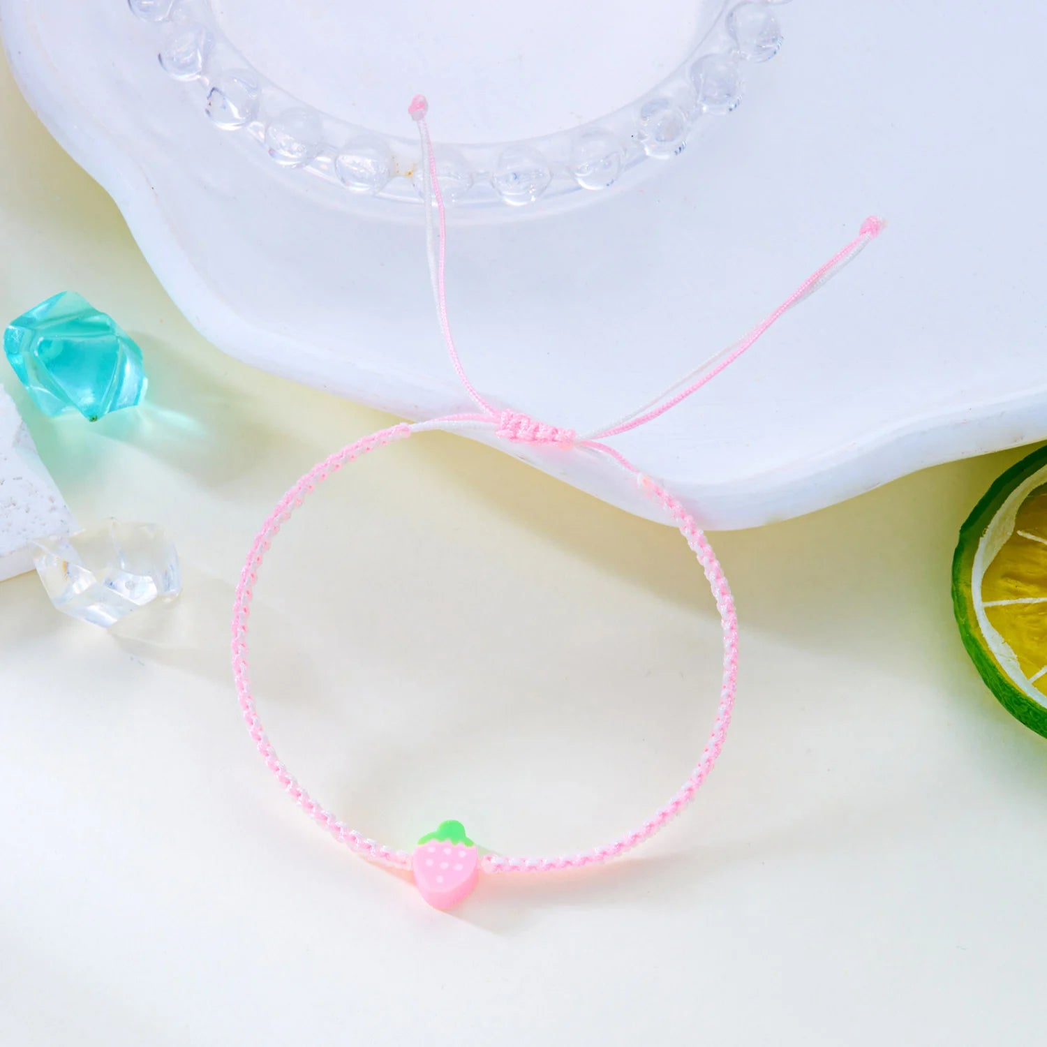 Bohemian Summer Fruit Bracelet For Women Girls Watermelon Lemon Strawberry Handwoven Adjustable Bangles Friendship Jewelry Gifts