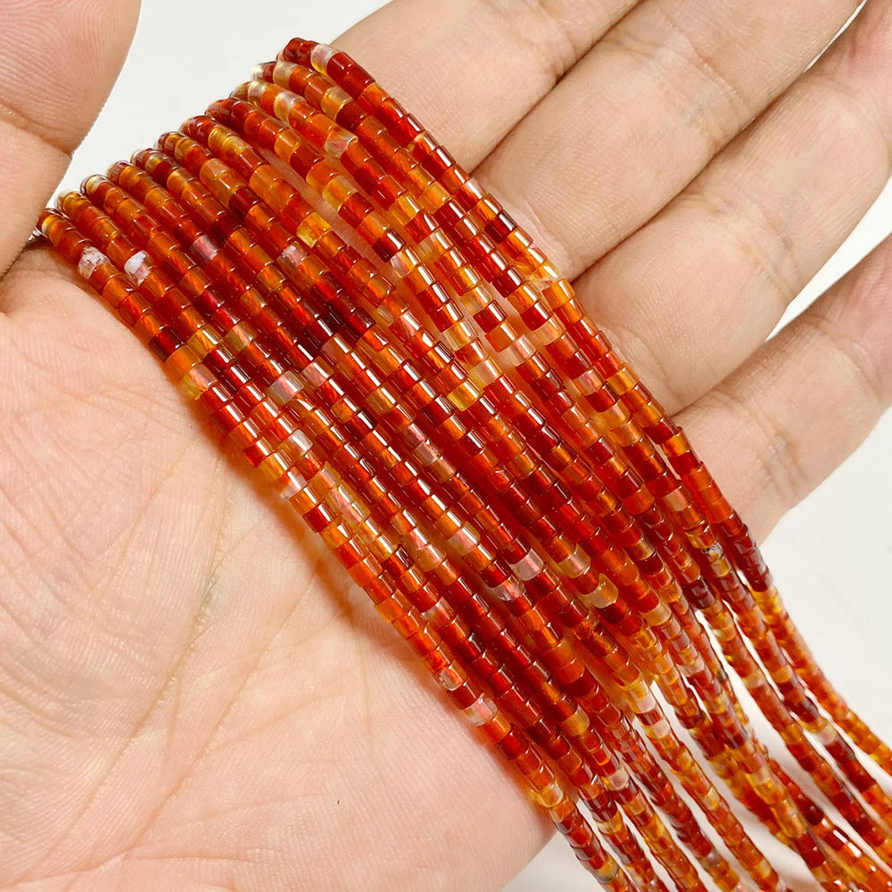 Wholesale Natural Red Carnelian Stone Bead Round Rondelle Coin Agat Loose Spacer Beads For Jewelry Making Bracelet Necklace DIY