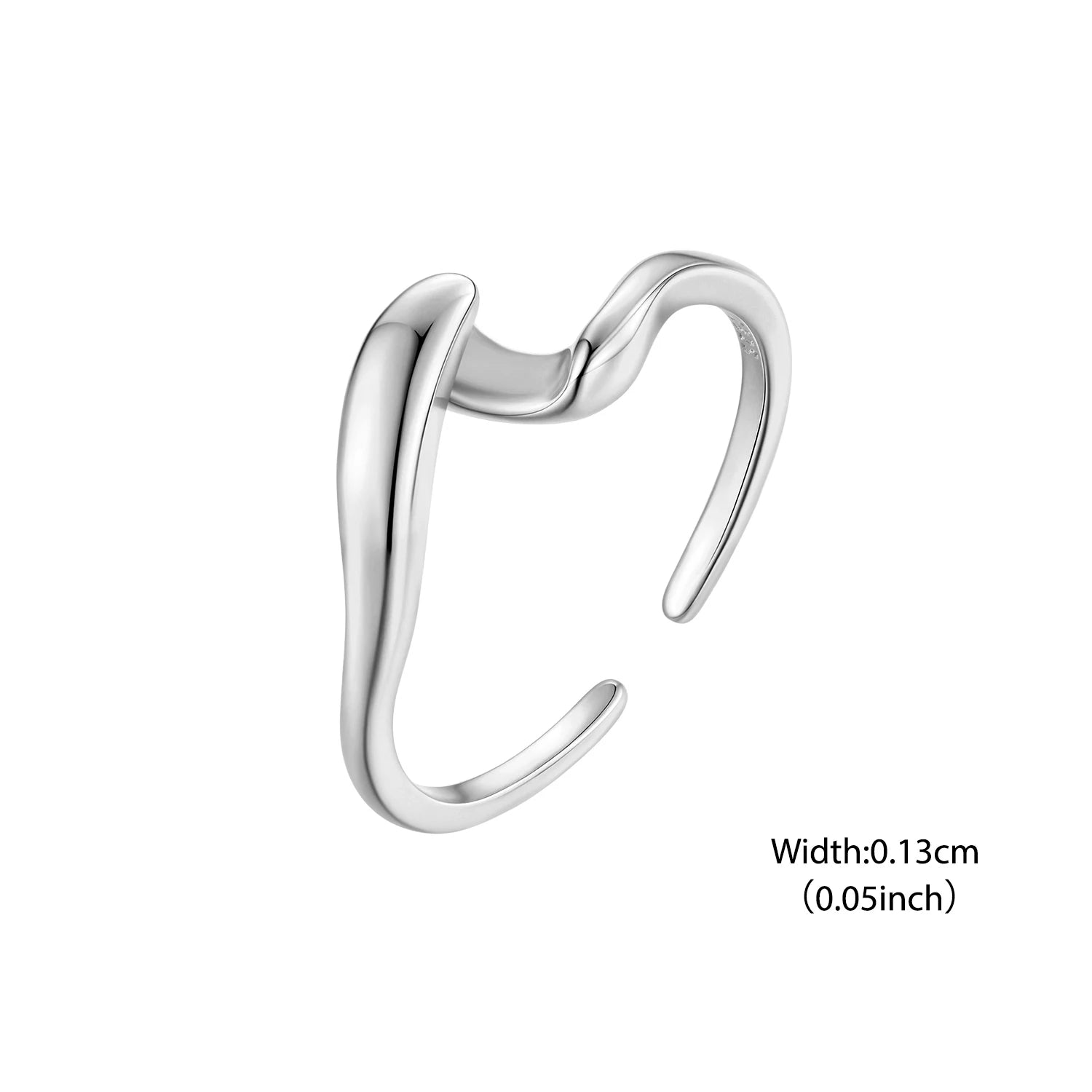 BISAER 925 Sterling Silver Simple Geometry Promise Eternity Ring Adjustable 2-in-1 Couple Band  for Lover Party Fine Jewelry