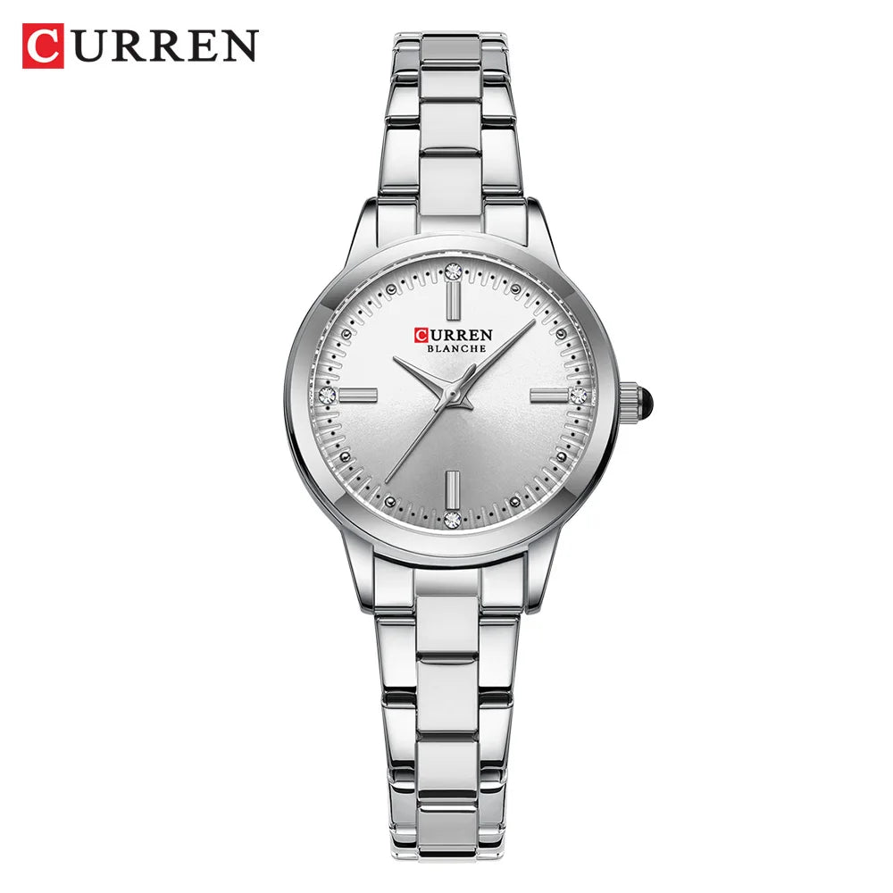 CURREN Simple Round Dial Fashion Dress Quartz Watches for Ladies with Stainless Steel Bracelet Luxury Wristwatches - Madeinsea©