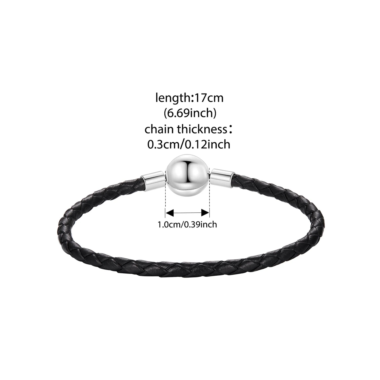 WOSTU 925 Sterling Silver Round Buckle Basic Leather Bracelet Retro Scroll Pattern Original for Woman Man Gift Fine Jewelry DIY