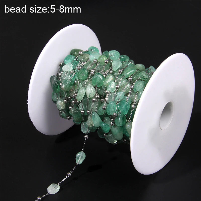 Natural Quartzs Stone Stainless Steel Chips Beads Chains For DIY Bohemia Jewelry Making Women Necklace Choker Bracelet Handmade - Madeinsea©