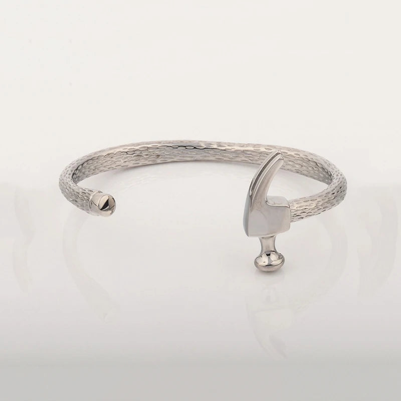 MKENDN 18K Gold Plated Horseshoe Cuff Bangle for Men Stainless Steel Feather Screw Design Fashion Hip Hop Jewelry Bracelet