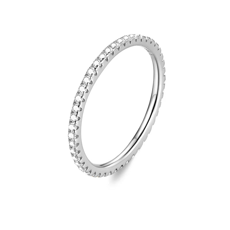 WOSTU Wedding Band Rings for Women 925 Sterling Silver AAA Zircon Stackable Engagement Crossed Rings Simple Jewelry Party Gift