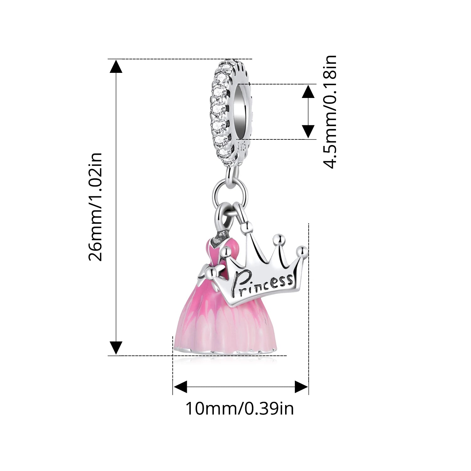 BAMOER 925 Sterling Silber Romantischer Schlossanhänger Rosa Schleifen-Zwischenperlen Kreuz-Glaubensanhänger für Halskette DIY Schmuckzubehör