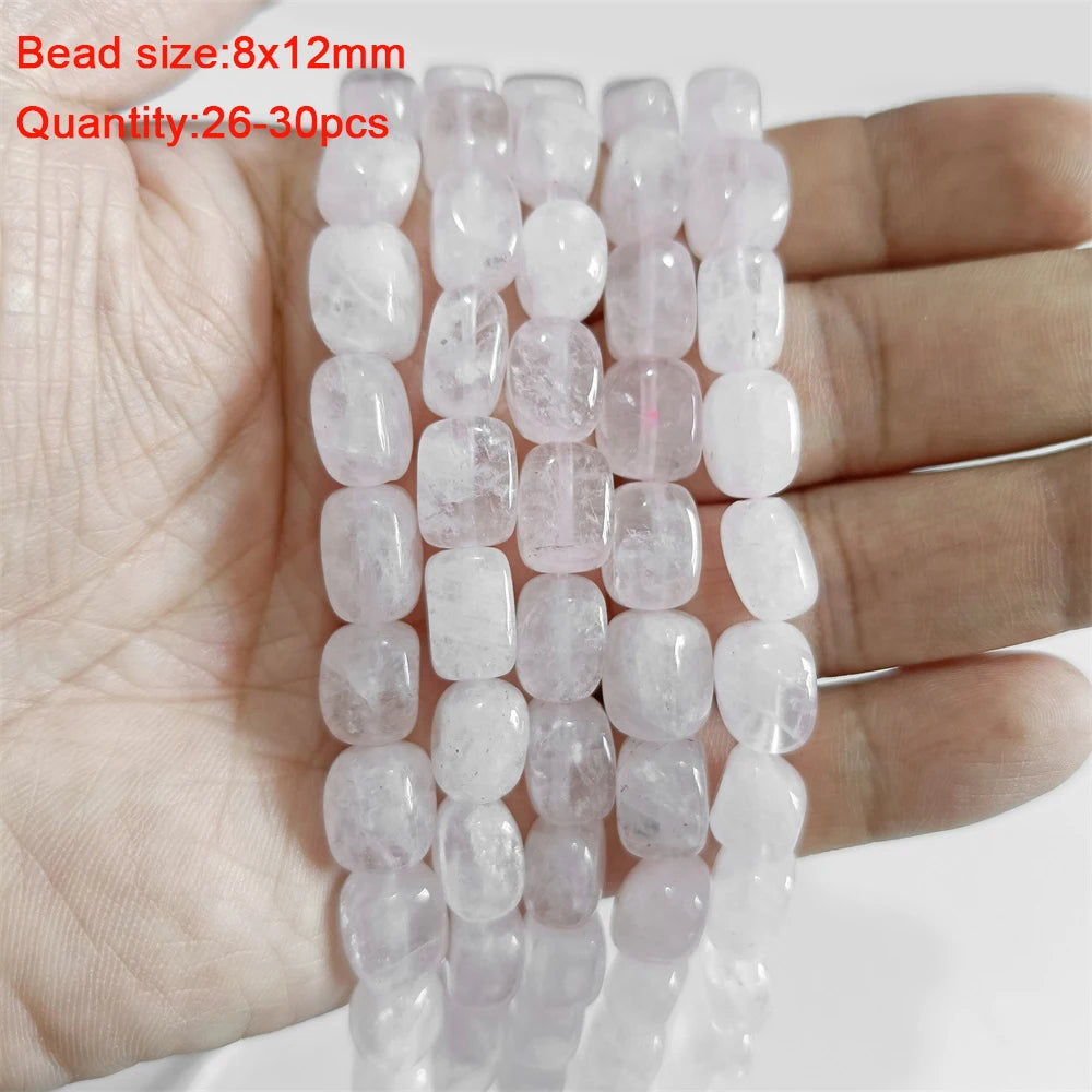 45 Style Natural Rose Quartz Bead Round Tube Crystal Loose Beads For Jewelry Making Handmade Diy Bracelet Necklace Accessories