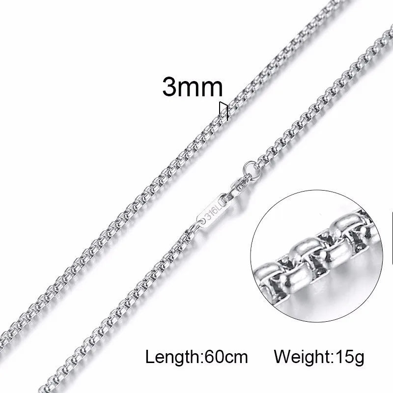 Collier ras du cou pour homme Vnox Dropshipping, chaîne gourmette plate en acier inoxydable, motif serpent ton sur ton, 3-6 mm, 61 cm (24 pouces).