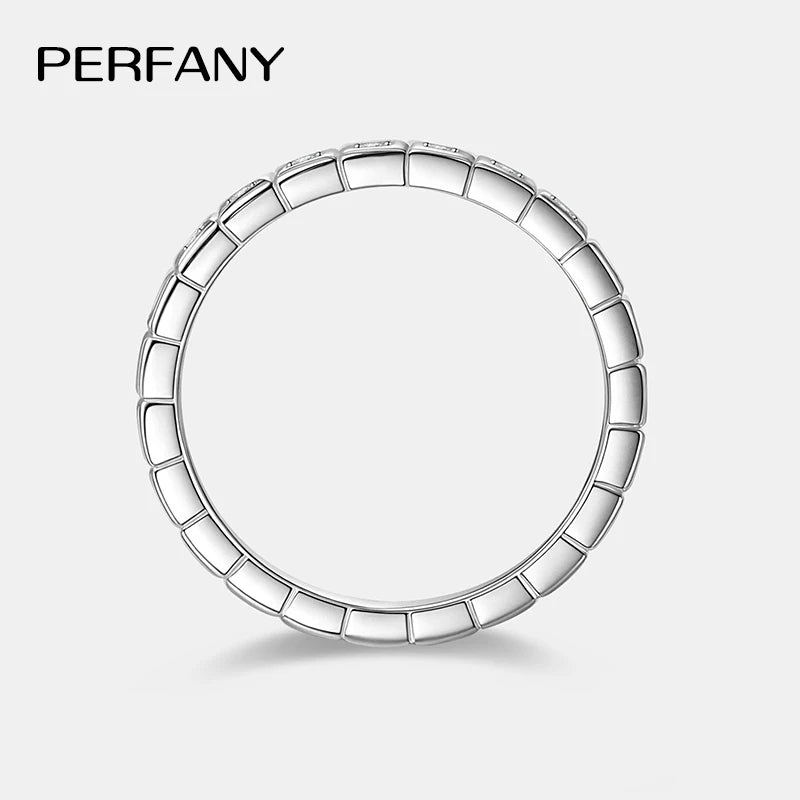 PERFANY All Moissanite Ring for Women S925 Pure Silver Small Ice Cube Design Laboratory Diamond Fashion Wedding Jewelry