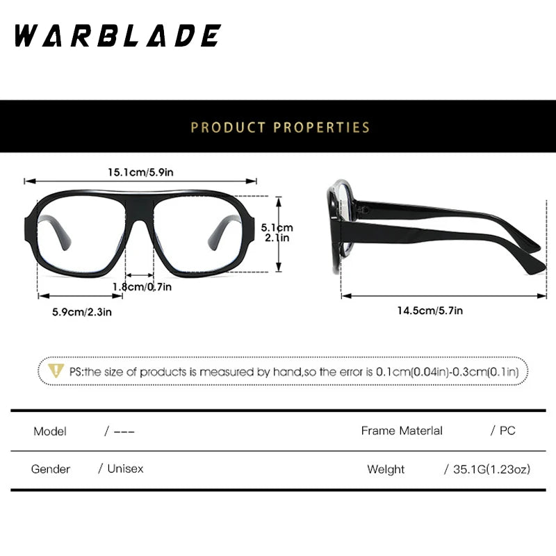 Oversized Pilot Anti Blue Light Glasses Vintage Brand Designer Optical Transparent Women's Eyeglasses Large Blue Light Glasses - Madeinsea©