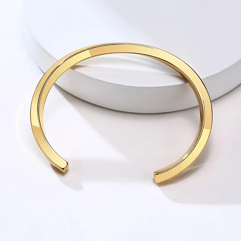 MKENDN Punk Black Gold Silver Color Twist Cuff Bangles High Polished Stainless Steel Couple Bracelets for Men Women Jeweley Gift