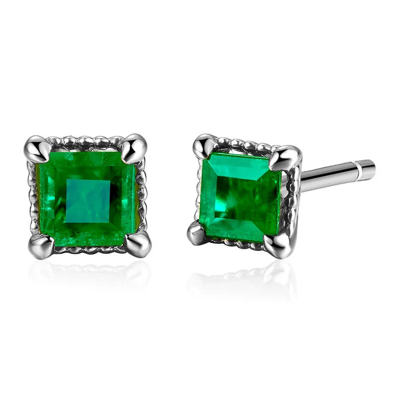 Emarald 14K Yellow Gold Jewelry Stud Earrings for Women Round Simple Crown Jade Earrings Fine Valentine Gold Jewelry for Women