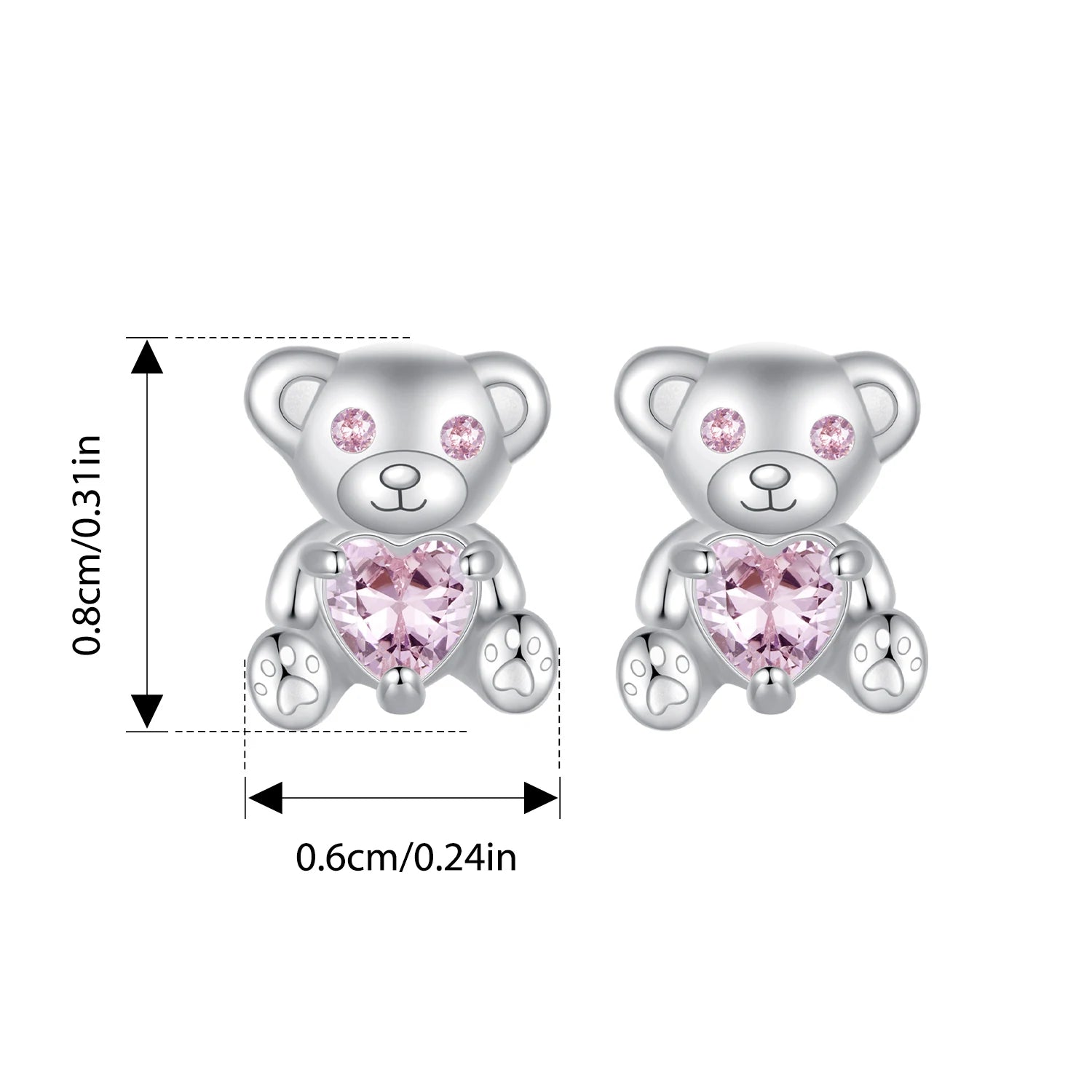 BISAER Real 925 Sterling Silver Mini Kitty Stud Earrings Fox Koala Panda Bear Animals Stud Ear For Girls Party Fine Jewelry Gift