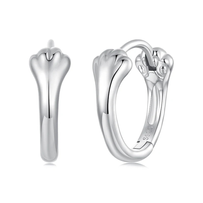 WOSTU Real 925 Sterling Silver aw Print Huggies Hoop earrings, Lovely Pet Animal Ear Cuffs Gift For pet lover Family Daugth