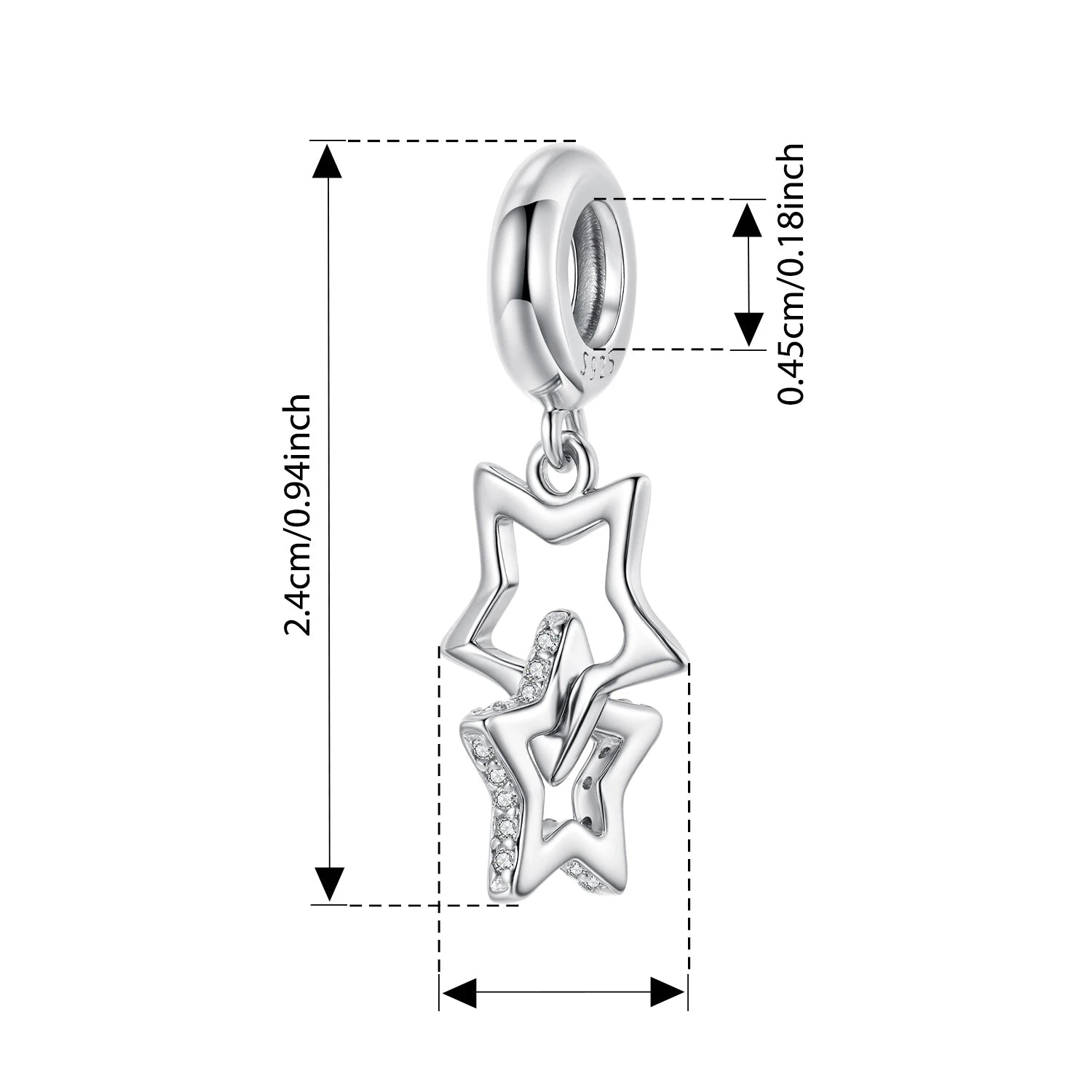 BISAER 925 Sterling Silver Heart Charm Bead Star Celtic Symbol Pendant For Women DIY Bracelet & Necklace Fine Jewelry Gift