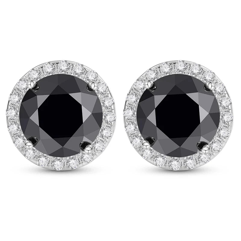 Classic Round Black Moissanite Earring Silver 925 For Women Jewelry 100% Sterling Silver Fashion Fine Jewelry Earrings Gift