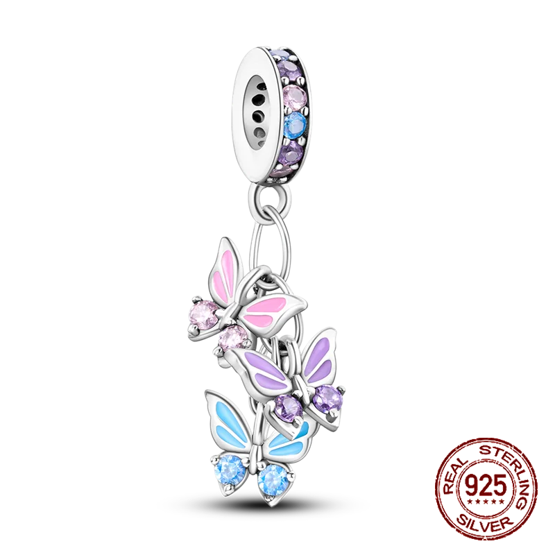 Schmetterling Blume Tier Perlen Fit Pandora Original armband charms Silber 925 Halskette pendientes mujer für Frauen Schmuck machen
