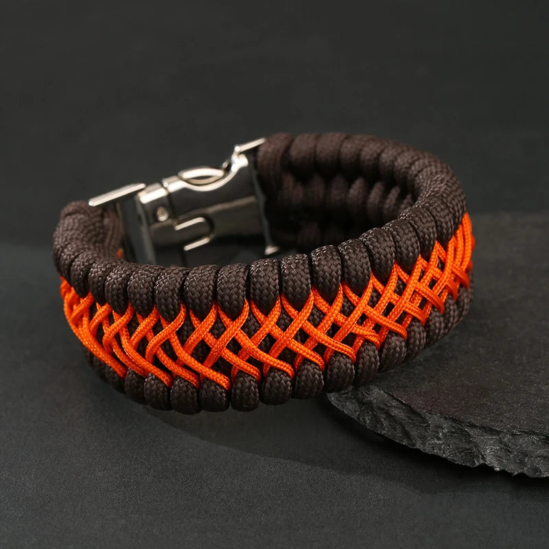 MKENDN Width Handmade Paracord Survival Bracelet Metal Buckle Outdoor Camping Rescue Emergency Rope Bracelet For Men Women Gifts