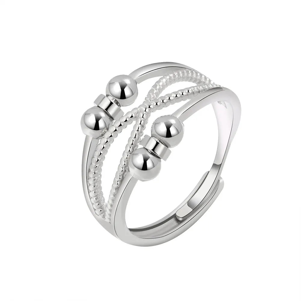 Anti Stress Anxiety Silver Ball Rings 925 Women Men Spinner Fidget Rings Vintage Gold Couple Anillos Jewelry Free Shipping Gift