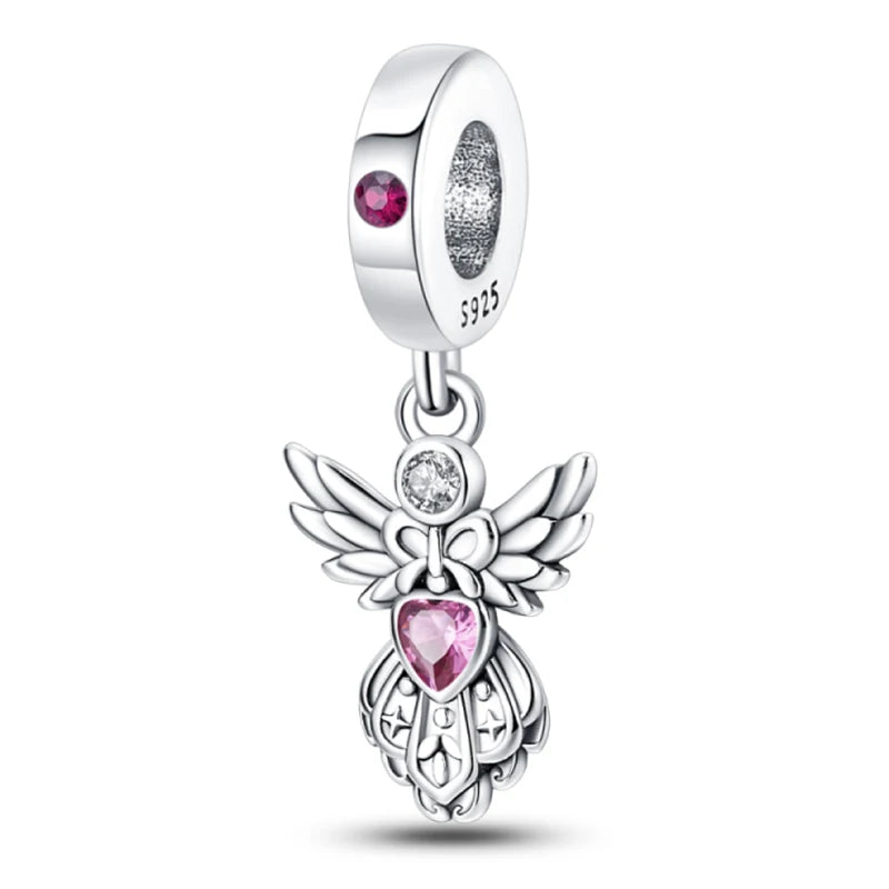 925 Silver Plated Magic Mirror Perfume Princess Angel Trunk Pink Charms Beads Fit Pandach 925 Original Bracelet Fine DIY Jewelry