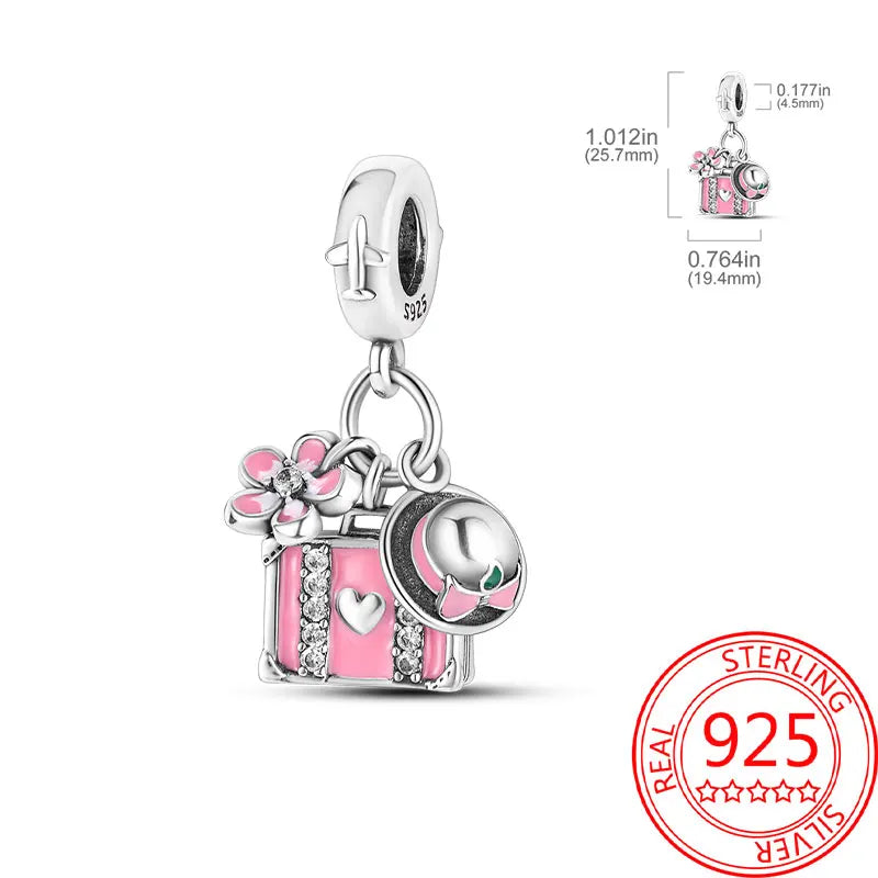 925 Sterling Silver Paris Tower Aircraft Travel Charm Pendant Beads Fit Charm Original Bracelet for Women Jewelry Making