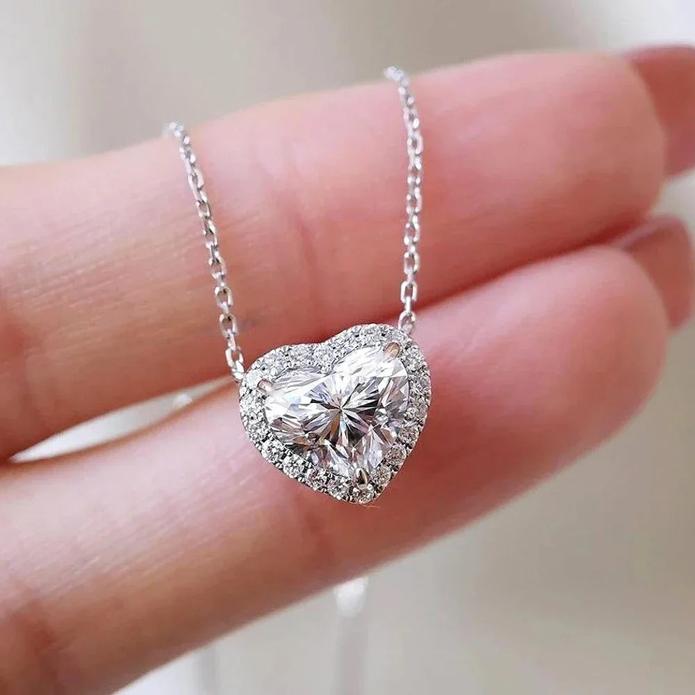 Serenity 1ct 2ct 3ct 4ct Heart Cut D Color Moissanite Necklace Women 100% S925 Sterling Silver Plated 18K Pendant Necklace GRA - Madeinsea©