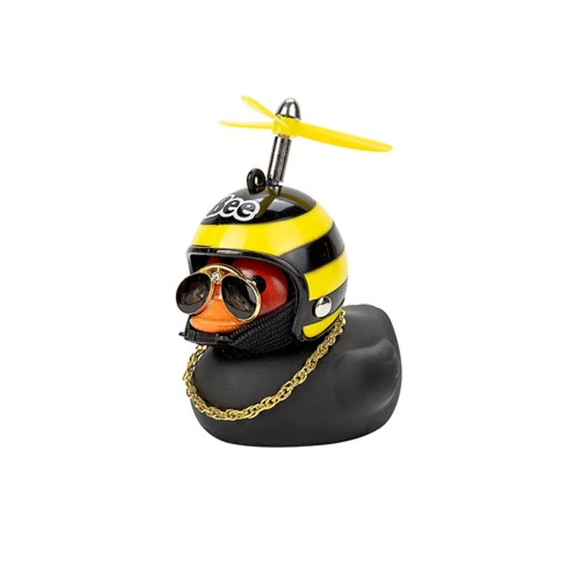 Broken Wind Rubber Duck With Helmet Pendant Black/Yellow Duck Road Bike Motor Helmet Riding Bicycle Accessories Car Decoration - Madeinsea©