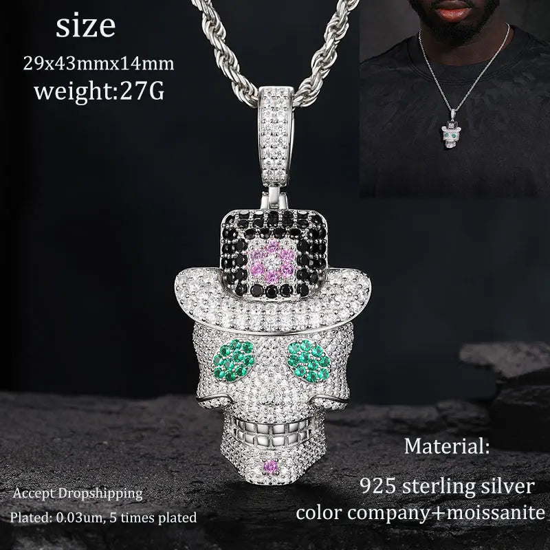 TUHE Unisex S925 Sternanhänger-Halskette mit Moissanit-Eis in Gold- und Silberfarbe – Schmuck für Herren im Hip-Hop-Stil