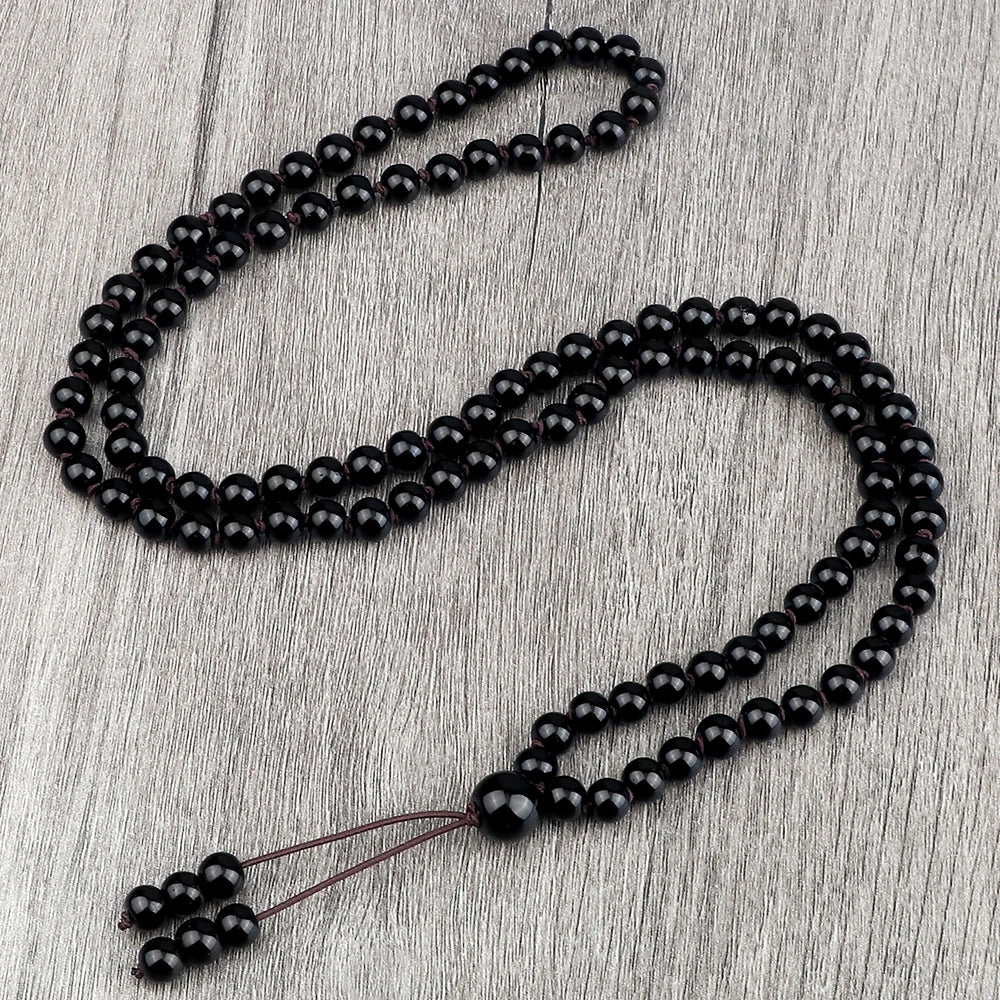 108 Natural Stone Fire Agate Black Onyx Beads Bracelet Necklace Men Multicolor Tiger Eye Necklace Women Malachite Prayer Jewelry