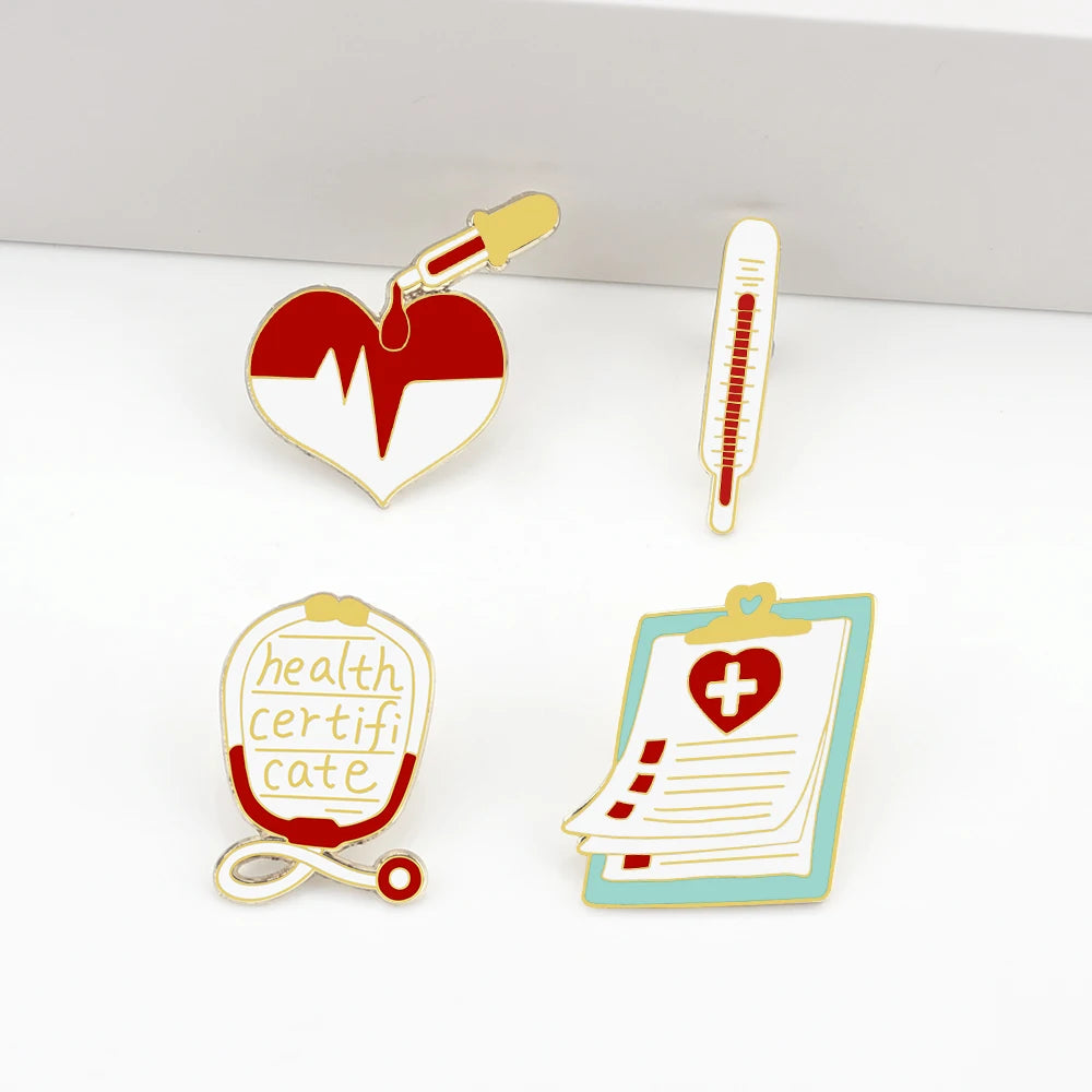 2-9Pcs/Set Cute Cartoon Tooth Brooch Doctor Nurse Mini Stethoscope Thermometer Enamel Pins Lapel Pin Badge Jewelry Gift Dentist