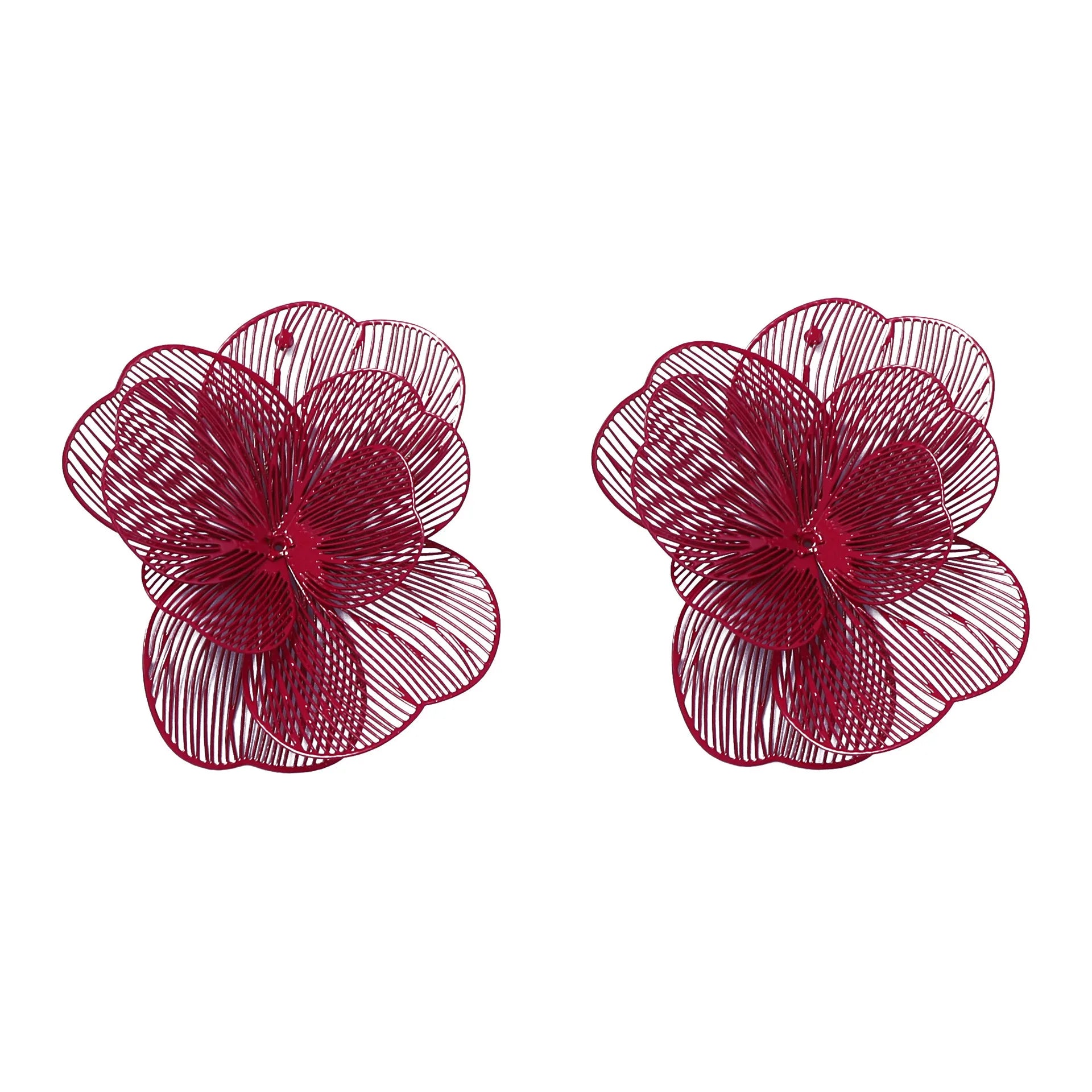 ZAA Personalized Hollow Purple Flower Earrings for Woman Jewelry