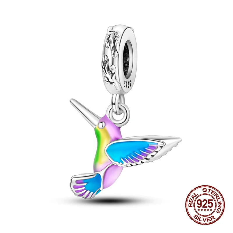 100% 925 Sterling Silver Dragonfly Butterfly Luminous Insect Charms Beads Fit 3mm 925 Original Bracelets DIY Party Jewelry
