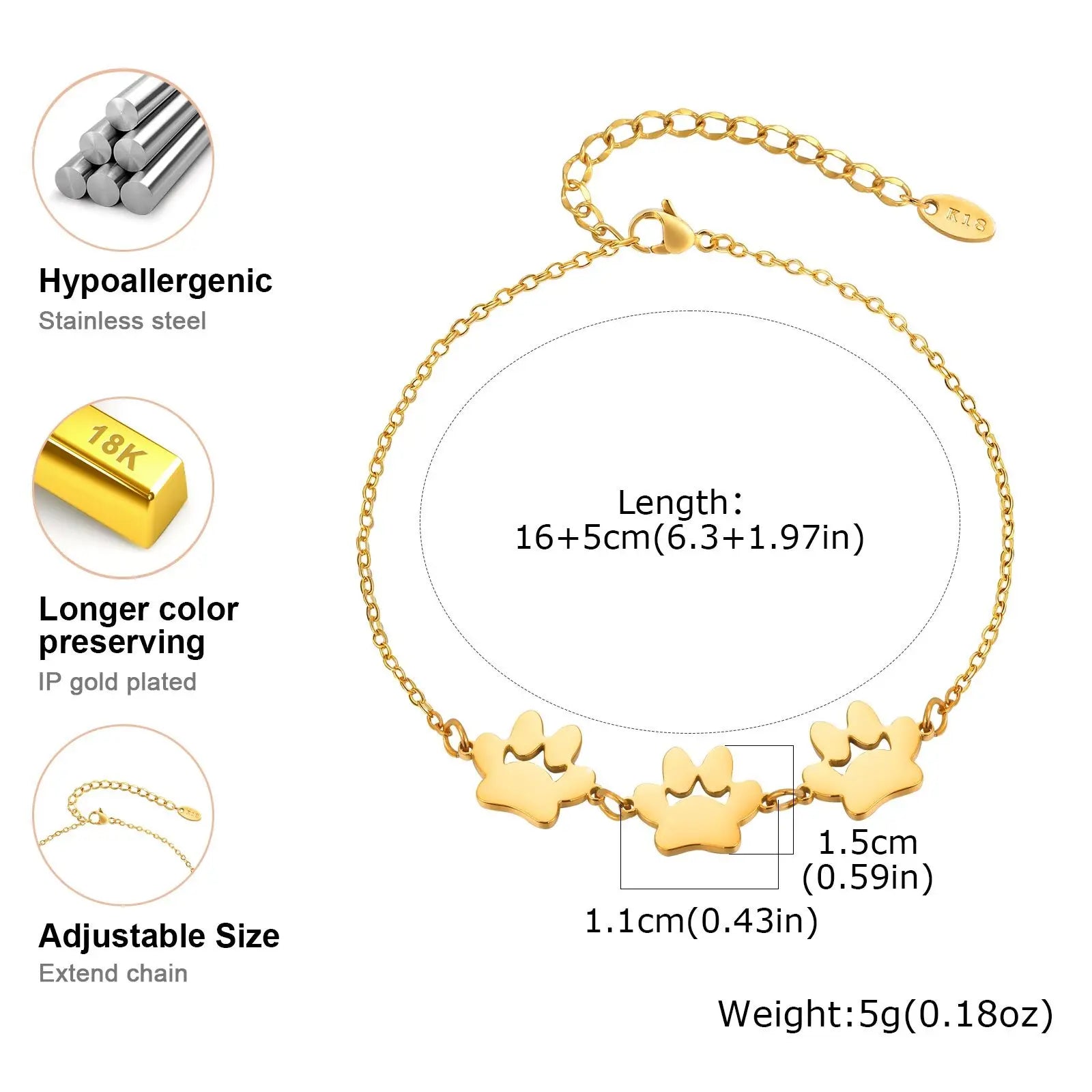 Vnox Cat Paw Women's Bracelet Cute Pet Accessories Engraving Name Bracelet Stainless Steel Custom Jewelry Same Suitable Animal
