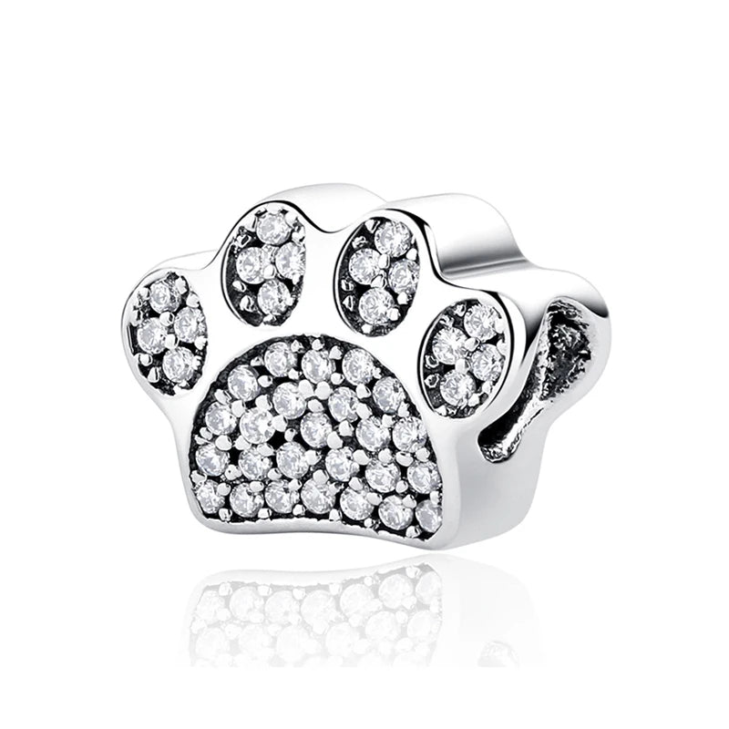Original 925 Sterling Silver Charms Love Pets Dog Cat Paw Print Pendant Beads Fit Brand Bracelets Necklaces Women DIY Jewelry - Madeinsea©