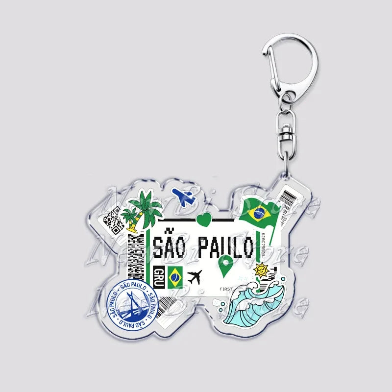 Hot Boarding Pass Keychains for Accessories Bag  NEW YORK TOKYO SEOUL PARIS LONDON Travel Souvenir Tickets Keyring Friends Gifts