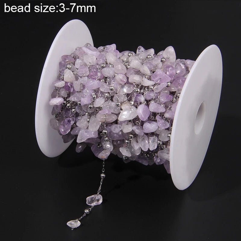 Natural Quartzs Stone Stainless Steel Chips Beads Chains For DIY Bohemia Jewelry Making Women Necklace Choker Bracelet Handmade - Madeinsea©