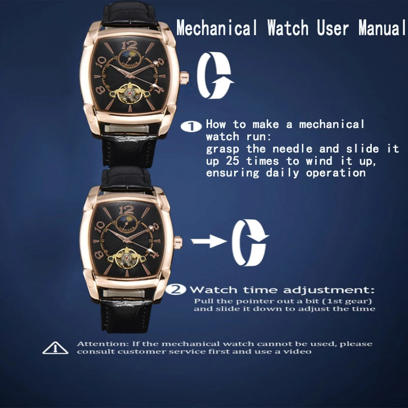 Men automatic mechanical watch moon tourbillon luxury watches leather waterproof skeleton wholesale gift watch