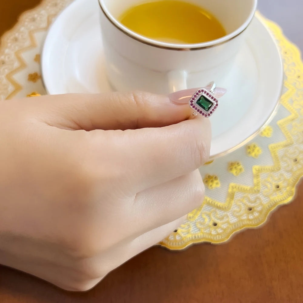 Bague Pierres Rouges Et Vertes,Bijou Fin Pour Femme,Printemps 2022,Tout Nouveau Cadeau Personnalisé En Argent Sterling 925