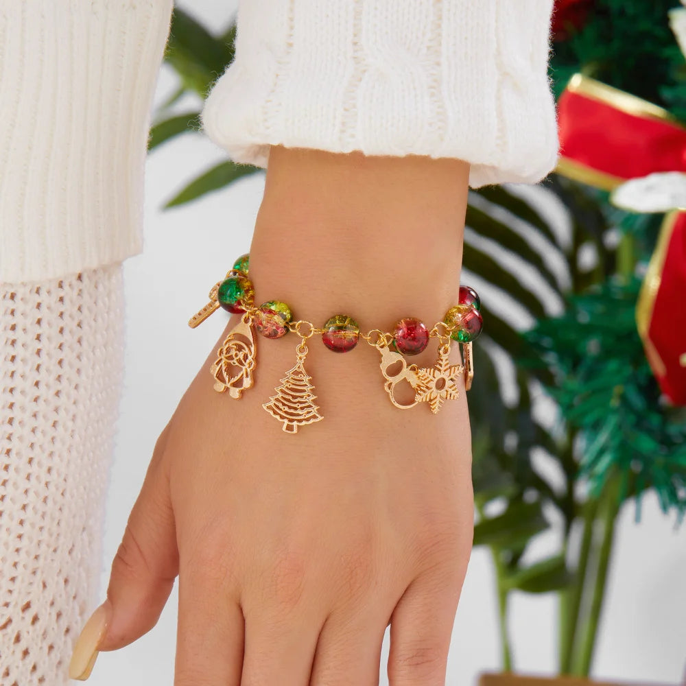 Holiday Jewelry Versatile Christmas Bracelet Christmas Tree Pendant Creative Santa Claus Bracelet For Christmas Season Fashion