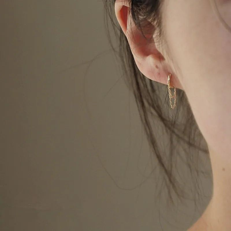 925 Sterling Silver Plated 14K Gold Temperament Tassels Earrings for Women Simple Elegant Exquisite Ear Accessories