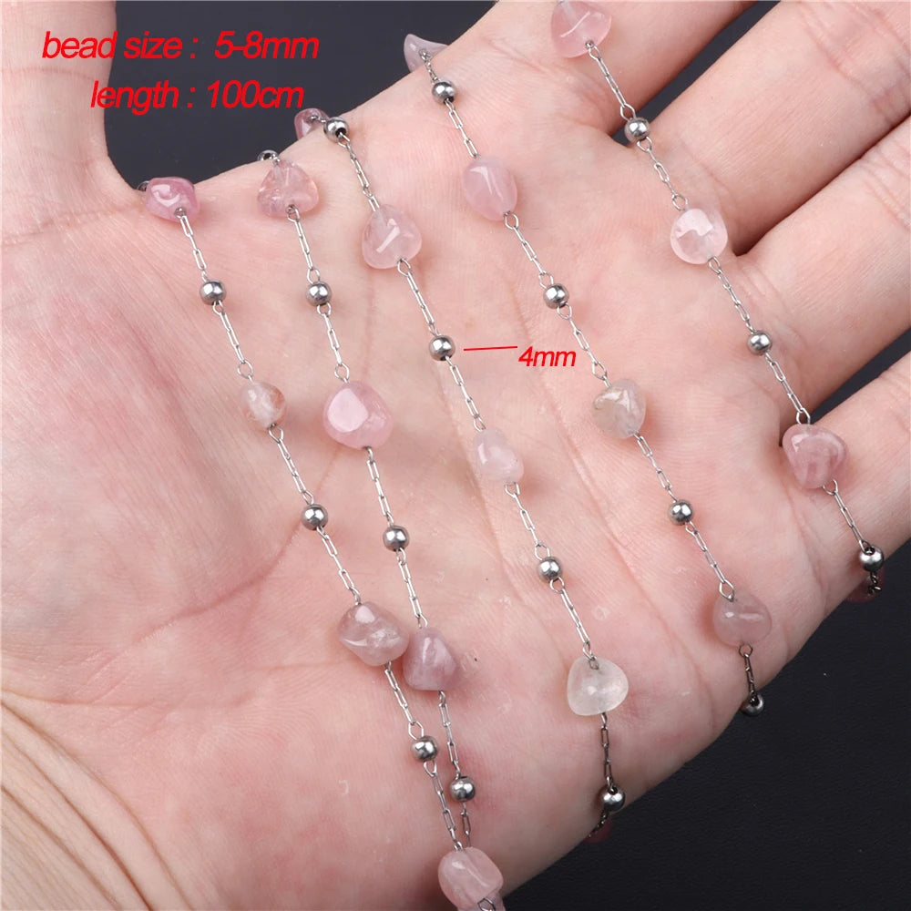 45 Style Natural Rose Quartz Bead Round Tube Crystal Loose Beads For Jewelry Making Handmade Diy Bracelet Necklace Accessories