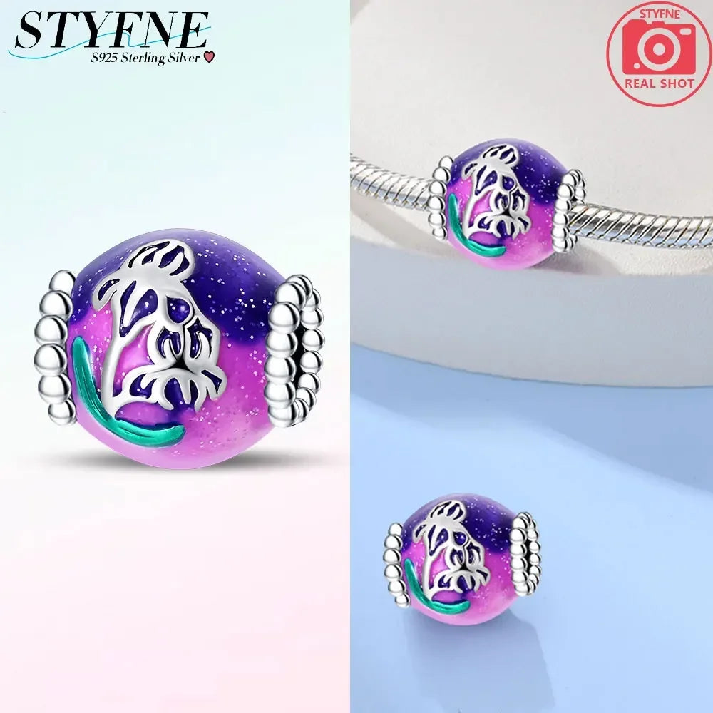 S925 Sterling Silver Flower with Various Shapes Sparkling Zircon Sunflower Charms Beads Fit Original Bracelets DIY Jewelry