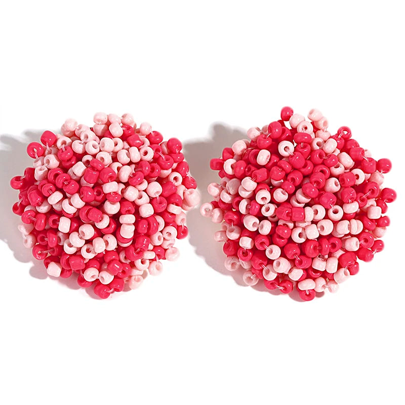 Aensoa Simple Multicolor Ethnic Resin Handmade Beaded Earrings For Women Accessories Bohemia Geometric Earrings Fashion Jewelry