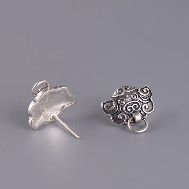 MKENDN 925 Sterling Silber Kreative Retro Ohrstecker mit Motiven antiker chinesischer Glückstiere – Trendiger Stil für Damen und Herren – Feiner Schmuck